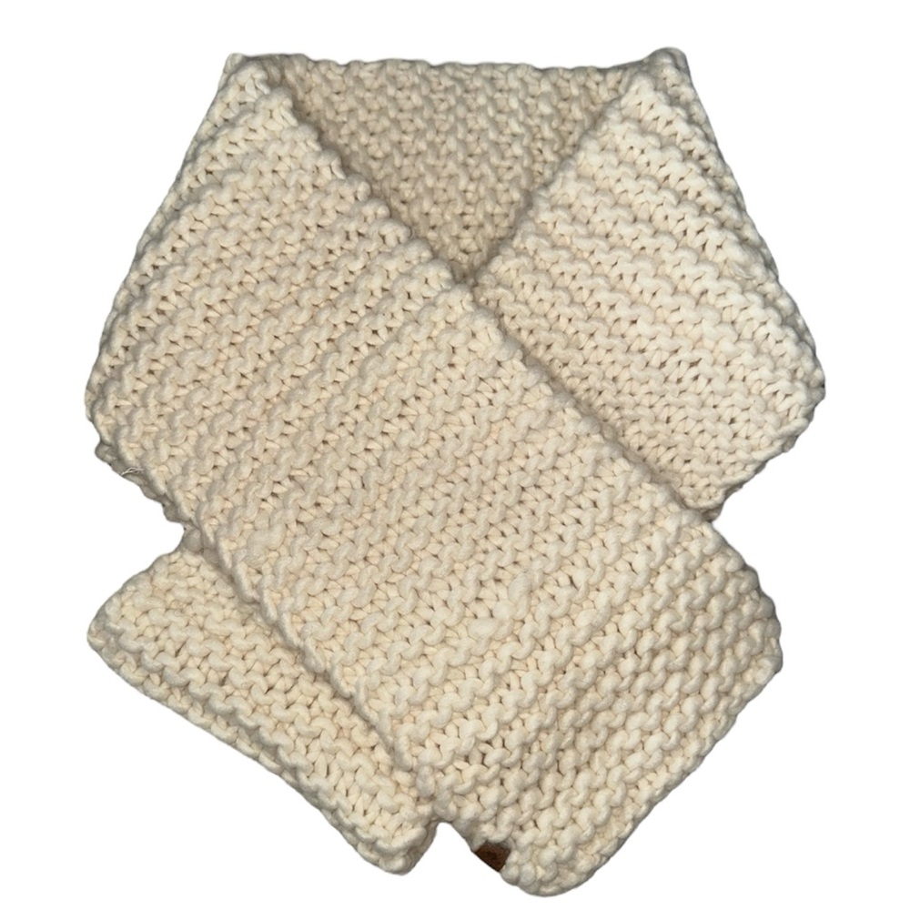 ROOTS Chunky Knit Extra Long Wool Blend Scarf in Ivory Cream
